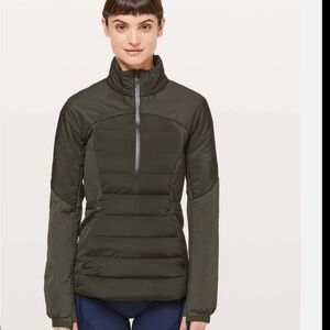 Lululemon Down For It All Dark Green Women's 1/2 zip pullover jacket size 2